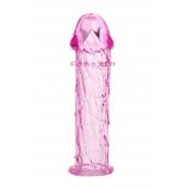 Гладкая розовая насадка с усиками под головкой - 12,5 см. - Toyfa Basic - в Самаре купить с доставкой