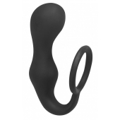 Чёрное эрекционное кольцо с анальной пробкой Double Pleasure Anal Plug - Lola Games - в Самаре купить с доставкой