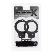 Чёрные наручники из листового металла в комплекте с веревкой BONDX METAL CUFFS LOVE ROPE SET - Dream Toys - купить с доставкой в Самаре