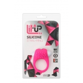 Розовое эрекционное кольцо с щеточкой LIT-UP SILICONE STIMU RING 5 - Dream Toys - в Самаре купить с доставкой
