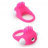 Розовое эрекционное кольцо с щеточкой LIT-UP SILICONE STIMU RING 5 - Dream Toys - в Самаре купить с доставкой
