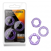 Набор из 3 фиолетовых эрекционных колец Stay Hard Beaded Cockrings - Blush Novelties - в Самаре купить с доставкой