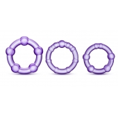 Набор из 3 фиолетовых эрекционных колец Stay Hard Beaded Cockrings - Blush Novelties - в Самаре купить с доставкой