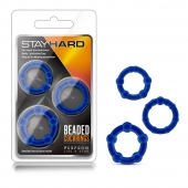 Набор из 3 синих эрекционных колец Stay Hard Beaded Cockrings - Blush Novelties - в Самаре купить с доставкой