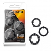 Набор из 3 чёрных эрекционных колец Stay Hard Beaded Cockrings - Blush Novelties - в Самаре купить с доставкой