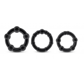 Набор из 3 чёрных эрекционных колец Stay Hard Beaded Cockrings - Blush Novelties - в Самаре купить с доставкой