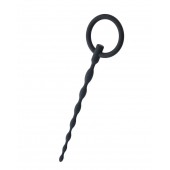 Чёрный уретральный плаг с кольцом - ToyFa - купить с доставкой в Самаре