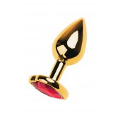 Золотистая анальная пробка с кристаллом-сердцем - 7,5 см. - ToyFa - купить с доставкой в Самаре