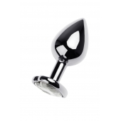 Серебристая анальная пробка с прозрачным кристаллом-сердцем - 8 см. - ToyFa - купить с доставкой в Самаре