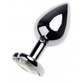 Серебристая анальная пробка с прозрачным кристаллом-сердцем - 8 см. - ToyFa - купить с доставкой в Самаре