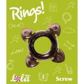 Чёрное эрекционное кольцо Rings Screw - Lola Games - в Самаре купить с доставкой