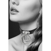 Черный чокер с двумя кольцами - Bijoux Pour Toi - купить с доставкой в Самаре