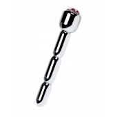 Серебристый уретральный плаг со стразом - 7 см. - ToyFa - купить с доставкой в Самаре