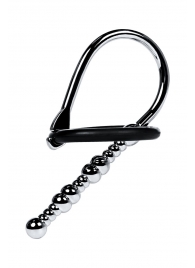 Серебристый уретральный плаг-бусины TOYFA Metal с мягким фиксириющим кольцом - ToyFa - купить с доставкой в Самаре