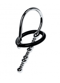 Серебристый уретральный плаг-бусины TOYFA Metal с мягким фиксириющим кольцом - ToyFa - купить с доставкой в Самаре