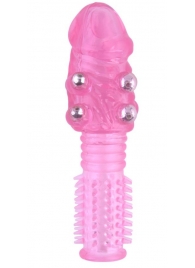 Стимулирующая розовая насадка с шишечками и шипами - 13,5 см. - Toyfa Basic - в Самаре купить с доставкой