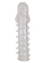 Прозрачная, закрытая насадка с шипами и точками - 13,5 см. - Toyfa Basic - в Самаре купить с доставкой