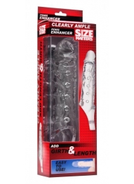 Прозразная закрытая насадка на пенис с поддержкой мошонки Clearly Ample Penis Enhancer - 22 см. - XR Brands - в Самаре купить с доставкой