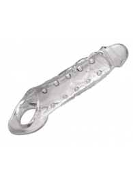 Прозразная закрытая насадка на пенис с поддержкой мошонки Clearly Ample Penis Enhancer - 22 см. - XR Brands - в Самаре купить с доставкой