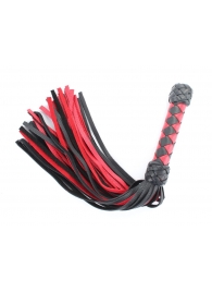 Черно-красная клеть с плетеной ручкой с ромбовидным узором - 45 см. - БДСМ Арсенал - купить с доставкой в Самаре