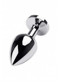 Серебристая коническая анальная пробка с красным кристаллом - 8 см. - ToyFa - купить с доставкой в Самаре