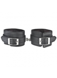 Черные фиксаторы для ног на цепи с мехом внутри - Lux Fetish - купить с доставкой в Самаре