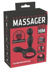 Черный вибромассажер простаты с нагревом и ротацией Prostate Plug - 14,5 см. - Orion - в Самаре купить с доставкой