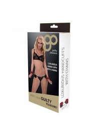 Красно-чёрные наручники на металлической цепочке - Blush Novelties - купить с доставкой в Самаре