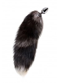 Серебристая металлическая анальная втулка с хвостом чернобурой лисы - размер S - ToyFa - купить с доставкой в Самаре
