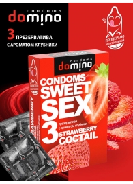 Презервативы для орального секса DOMINO Sweet Sex с ароматом клубничного коктейля  - 3 шт. - Domino - купить с доставкой в Самаре