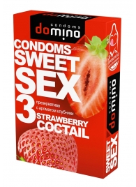 Презервативы для орального секса DOMINO Sweet Sex с ароматом клубничного коктейля  - 3 шт. - Domino - купить с доставкой в Самаре