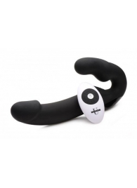 Черный безремневой страпон Urge Silicone Strap On с пультом ДУ - 24 см. - XR Brands - купить с доставкой в Самаре