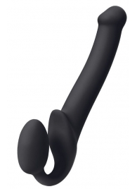 Черный безремневой страпон Silicone Bendable Strap-On M - Strap-on-me - купить с доставкой в Самаре