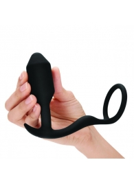 Черное эрекционное кольцо с анальным плагом Snug   Tug - b-Vibe - в Самаре купить с доставкой