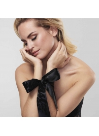 Черные ленты для связывания SILKY SENSUAL HANDCUFFS - Bijoux Indiscrets - купить с доставкой в Самаре