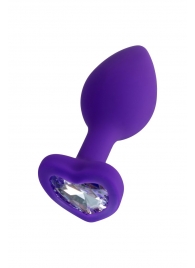 Фиолетовая анальная втулка Diamond Heart с прозрачным кристаллом - 7 см. - ToyFa - купить с доставкой в Самаре