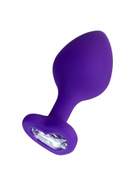 Фиолетовая анальная втулка Diamond Heart с прозрачным кристаллом - 8 см. - ToyFa - купить с доставкой в Самаре