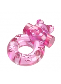 Розовое эрекционное виброкольцо на пенис Pink Bear - Baile - в Самаре купить с доставкой