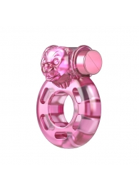 Розовое эрекционное кольцо с вибрацией Pink Bear - Baile - в Самаре купить с доставкой