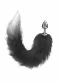 Серебристая анальная пробка с черным хвостом Galaxy - Lola Games - купить с доставкой в Самаре