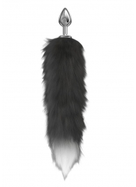 Серебристая анальная пробка с черным хвостом Starlit - Lola Games - купить с доставкой в Самаре