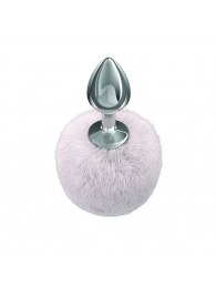 Серебристая анальная пробка с белым пушистым хвостиком Twinkle - Lola Games - купить с доставкой в Самаре