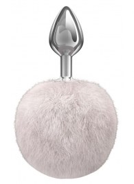 Серебристая анальная пробка с белым пушистым хвостиком Twinkle - Lola Games - купить с доставкой в Самаре