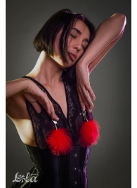 Зажимы на соски с красным пухом Euphoric - Lola Games - купить с доставкой в Самаре