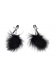 Зажимы на соски с черным пухом Euphoric - Lola Games - купить с доставкой в Самаре