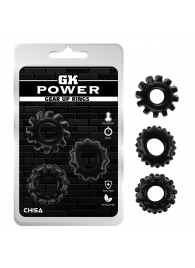 Набор из 3 черных эрекционных колец Gear Up Rings - Chisa - в Самаре купить с доставкой