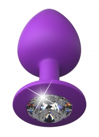 Фиолетовая анальная пробка со стразом Her Little Gem Large Plug - 9,5 см. - Pipedream - купить с доставкой в Самаре