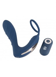 Синий вибростимулятор простаты с кольцом - 14,5 см. - Orion - в Самаре купить с доставкой