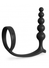 Черная анальная цепочка с эрекционным кольцом Ass-gasm Cockring Anal Beads - Pipedream - в Самаре купить с доставкой