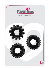Набор из 3 черных эрекционных колец SET OF 3 COCKRINGS - Dream Toys - в Самаре купить с доставкой